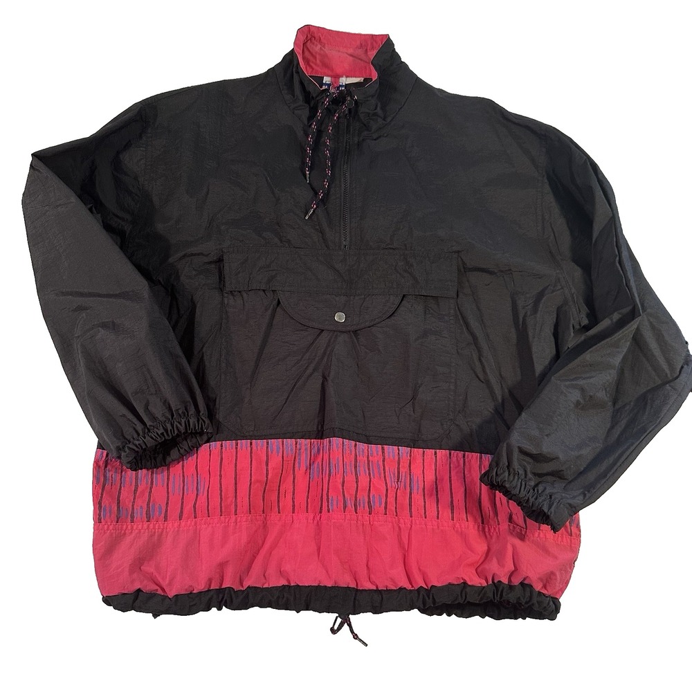 Vintage Pro Spirit Pink‎ & Black Windbreaker Jacket 1/4 Quarter Zip 80s 90s VTG